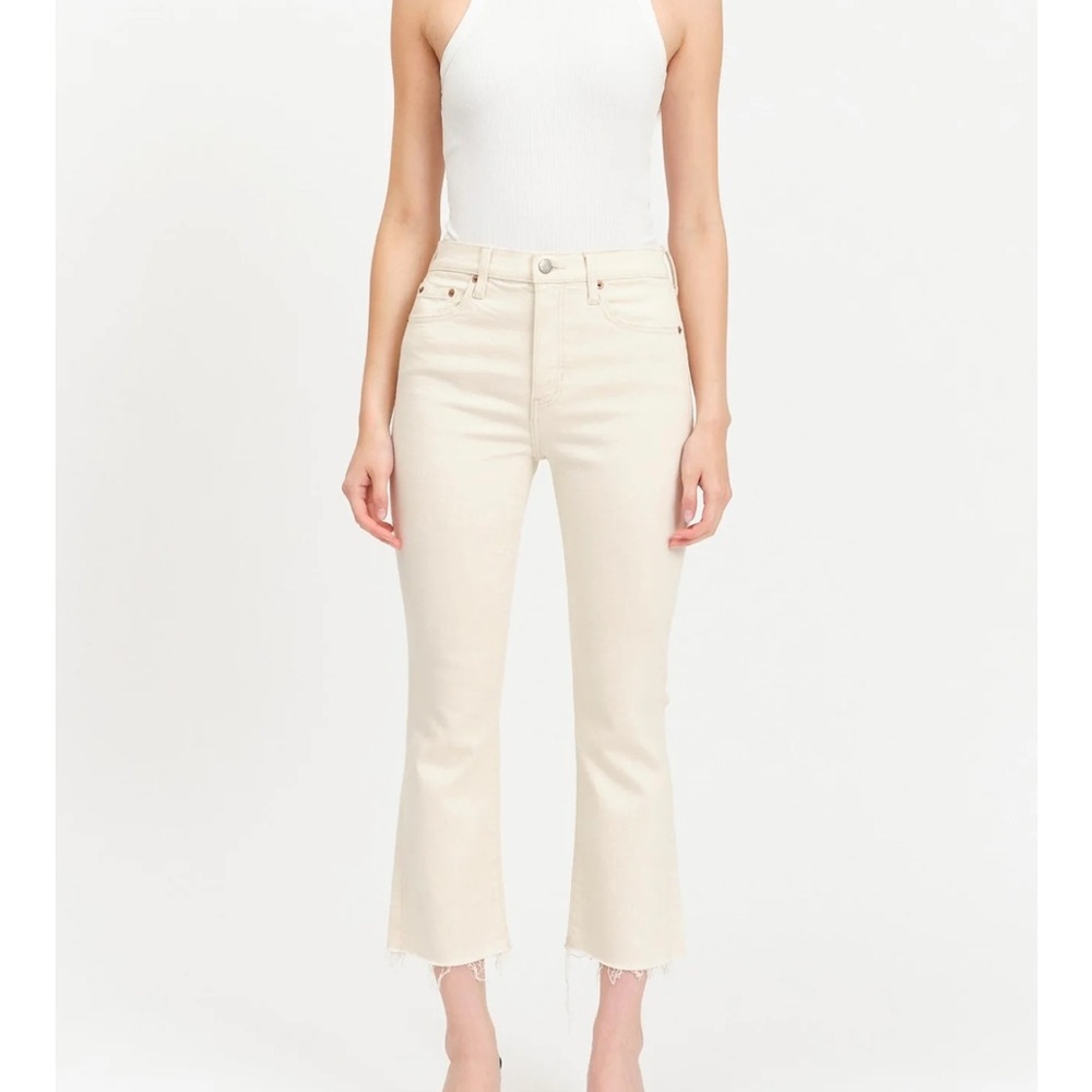 DAZE Shy Girl High‎ Rise Crop Flare Jeans In Raw Cut